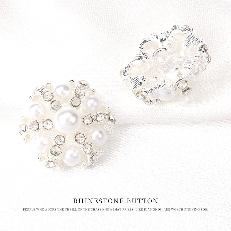 22mm Beret Pearl Rhinestone Decorative Button for Women's Sweater 6pcs - Lots of Buttons