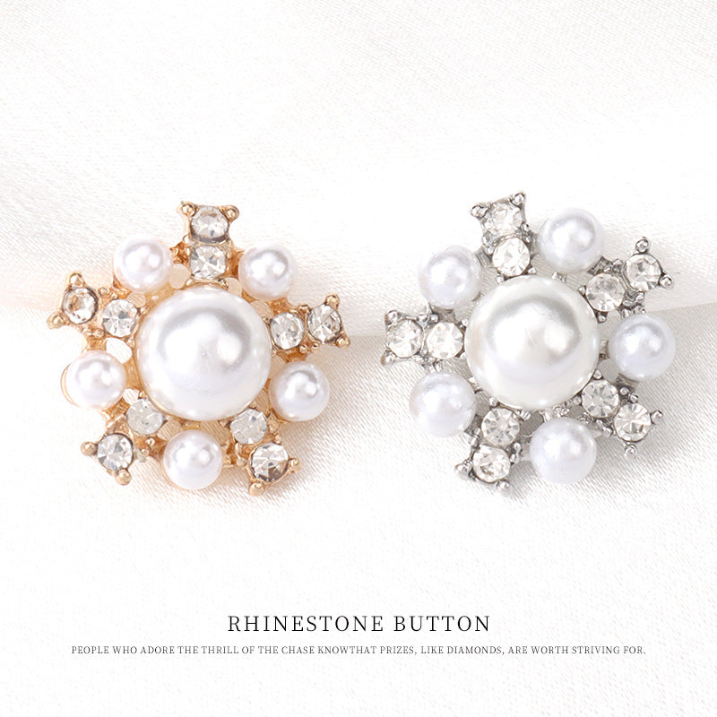 21mm Witte Parels Metaal Diamant-Ingelegde Knop voor Bontjassen 8st