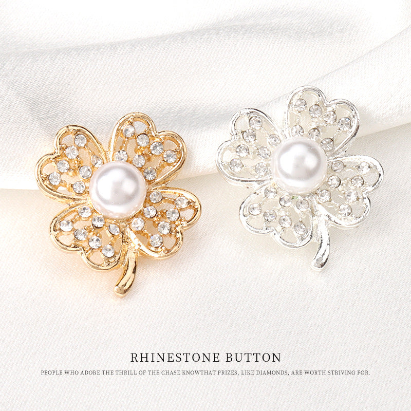 22mm Metalen Parels Rhinestone Decoratieve Diamanten Bloem Knop 6st