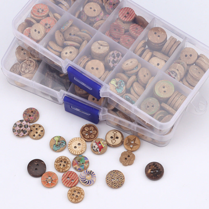 Boutons en Coquille de Noix de Coco DIY 9-11mm 400 Pack (Styles Assortis)