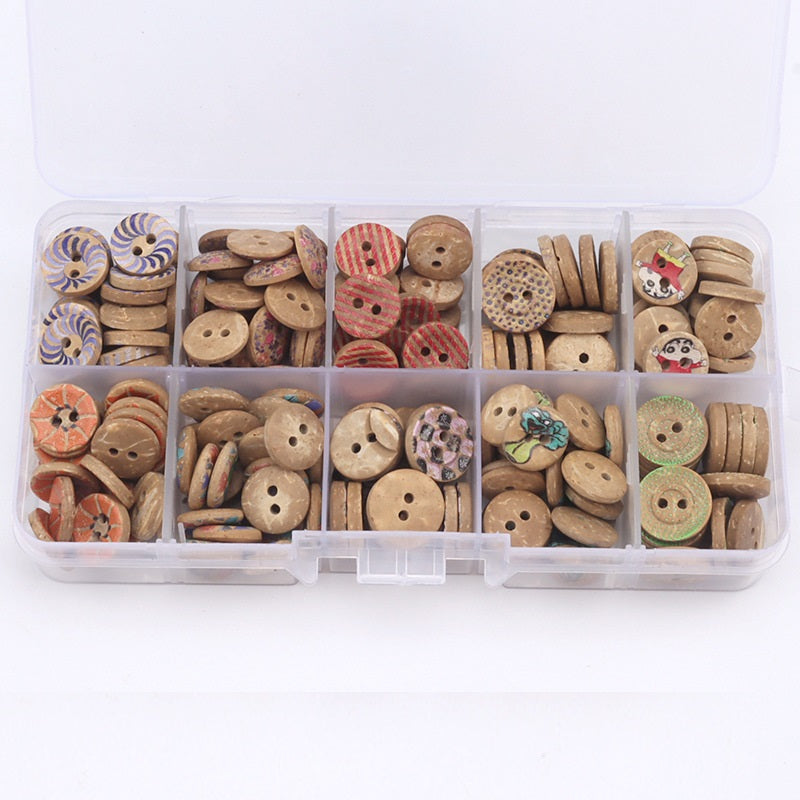 Boutons en Coquille de Noix de Coco DIY 9-11mm 400 Pack (Styles Assortis)