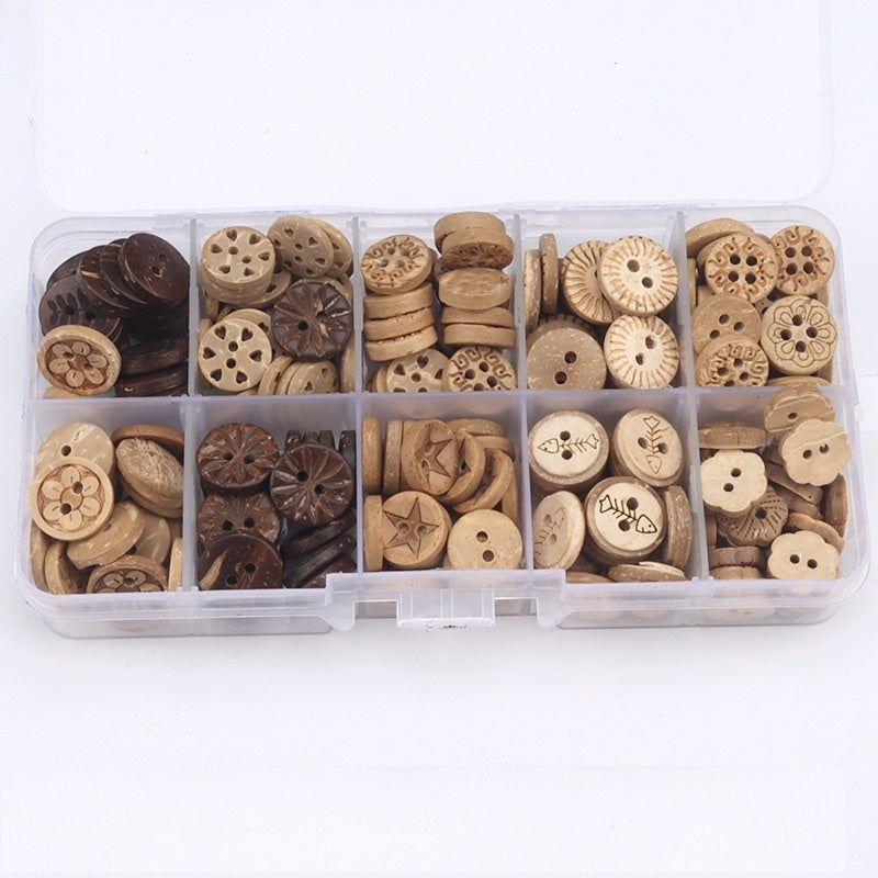 Boutons en Coquille de Noix de Coco DIY 9-11mm 400 Pack (Styles Assortis)