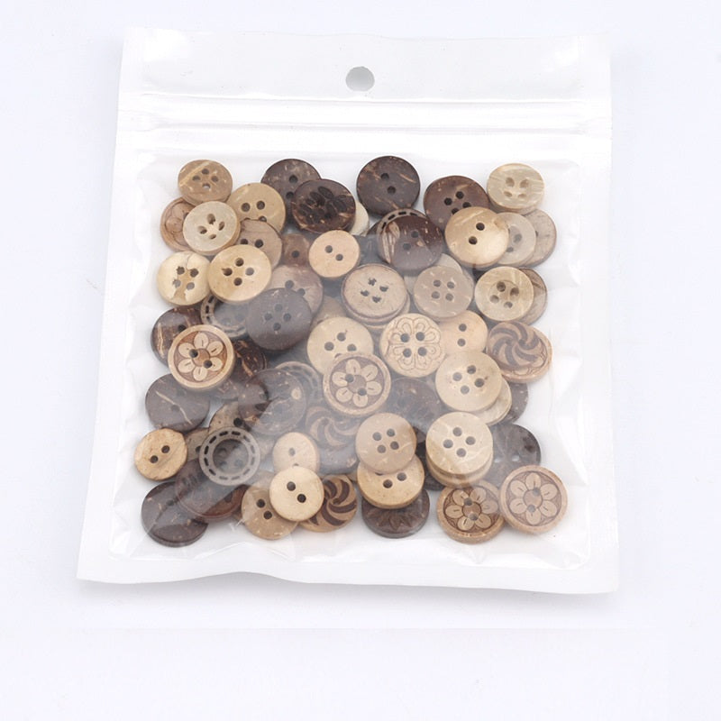 Boutons en Coquille de Noix de Coco DIY 9-11mm 400 Pack (Styles Assortis)