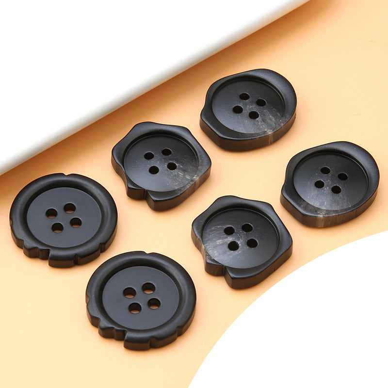 15/21/25mm Irregular 4-Hole Black Resin Buttons for Men's Suits and Trousers 30pcs - Lots of Buttons