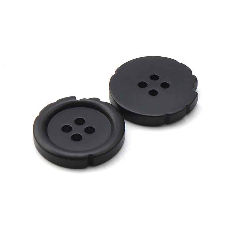 15/21/25mm Irregular 4-Hole Black Resin Buttons for Men's Suits and Trousers 30pcs - Lots of Buttons