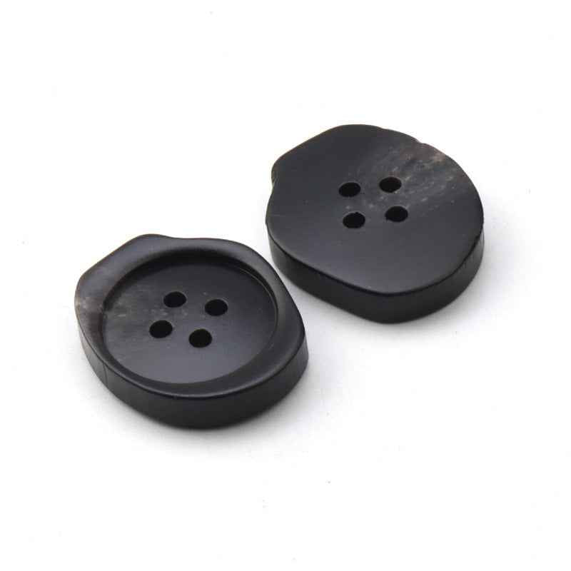 15/21/25mm Irregular 4-Hole Black Resin Buttons for Men's Suits and Trousers 30pcs - Lots of Buttons