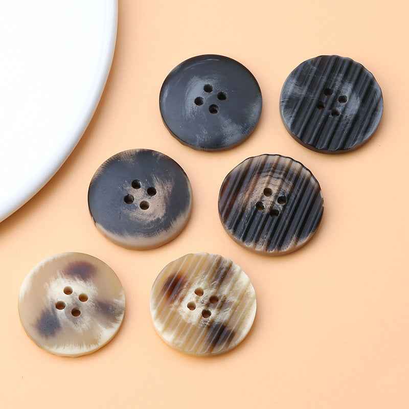 15-30mm Black, Beige, Brown Round 4-Hole Resin Buttons for Men's Suits 30pcs - Lots of Buttons