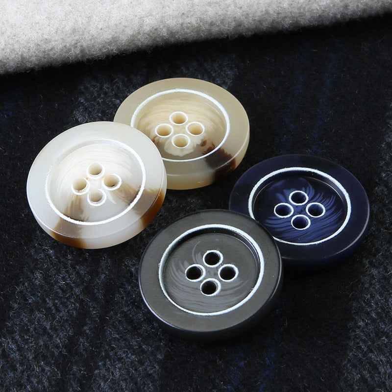 15-25mm Round Resin Four-Hole Buttons for Men's Clothing and Trousers 30pcs - Lots of Buttons
