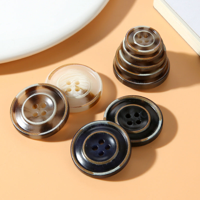 15/18/20/23/25mm Rund Fyrhåls Resin Polerad Kant Knappar 50st