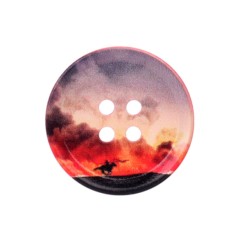 23/25/30mm Runda Fyrhåliga Resin-knappar med Oljemålningar 20st