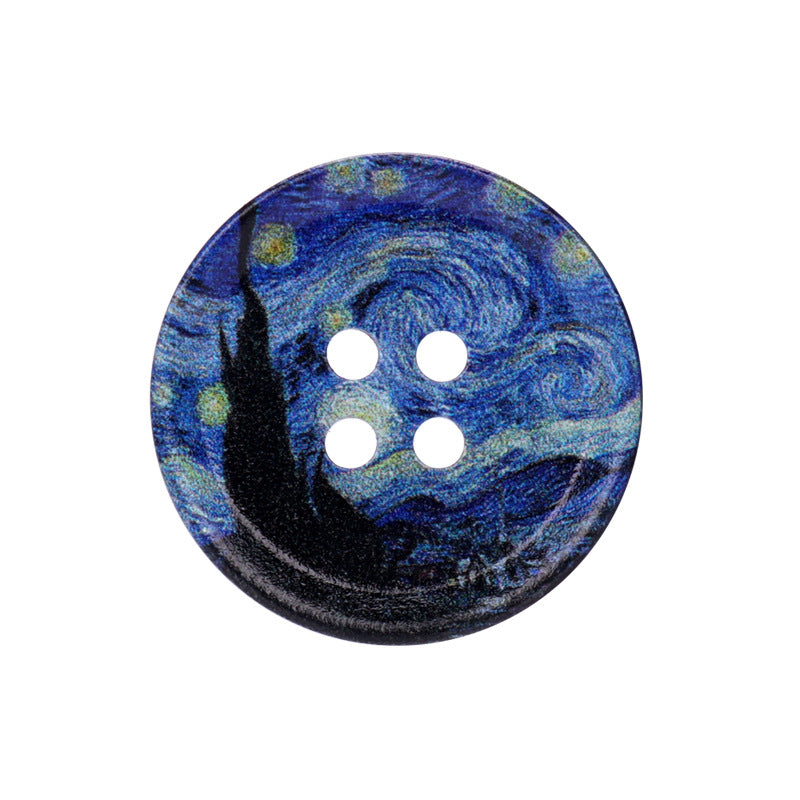 23/25/30mm Runda Fyrhåliga Resin-knappar med Oljemålningar 20st