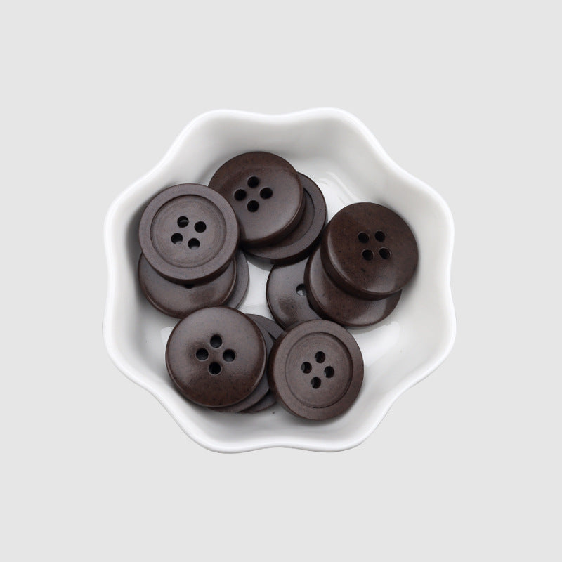 15-25mm Gråbruna Återvunna Harcirkulära Fyrhålsknappar 30-pack