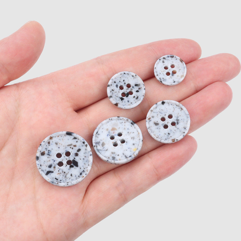 15-25mm Round Marble Texture Recycled Resin Buttons 30 Pack