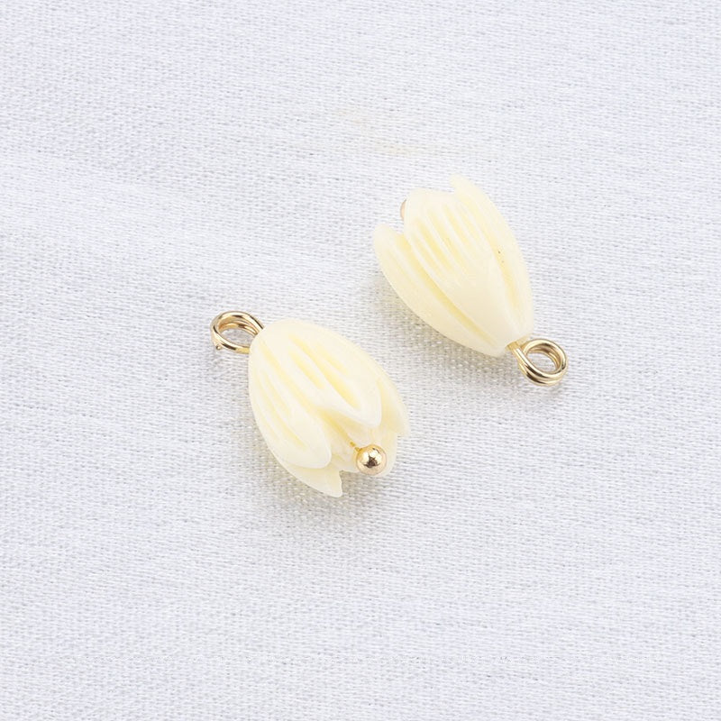 10mm Beige Resin Bead Frog Buttons Gold Studs for Chinese Cheongsam 20pcs