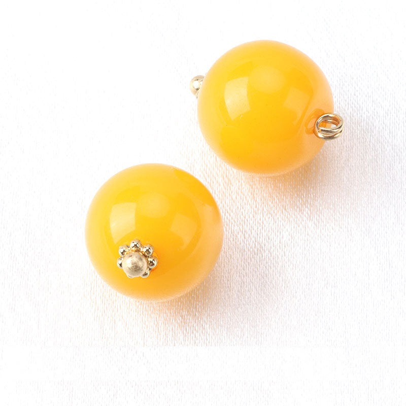 13mm Resin Bead Buttons with Flower Base for Chinese Silk Cheongsam Shirts 12pcs