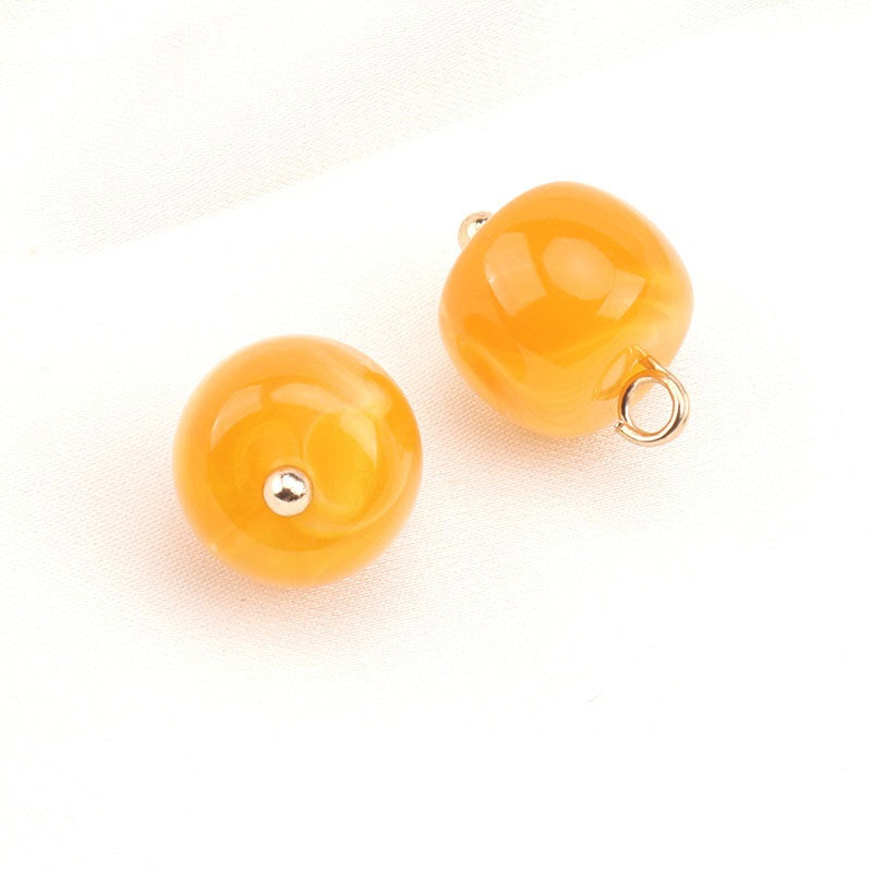 12mm Resin Yellow Bead Buttons with Gold Studs for Chinese Cheongsam 20pcs