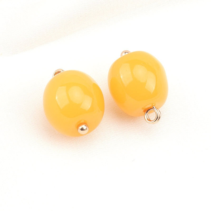 12mm Resin Yellow Bead Buttons with Gold Studs for Chinese Cheongsam 20pcs