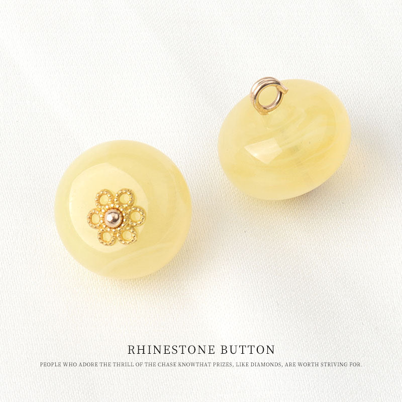 13mm Yellow Resin Chinese Bead Frog Buttons with Floral Base 20 Pack