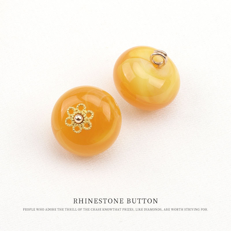 13mm Yellow Resin Chinese Bead Frog Buttons with Floral Base 20 Pack