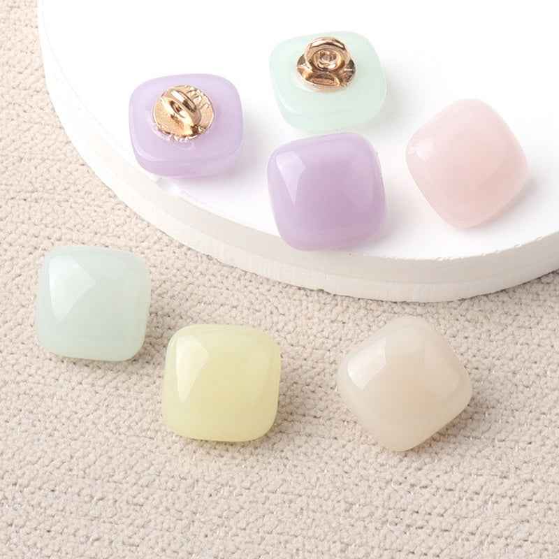 10.5mm Colorful Resin Square Buttons for Children's Sweaters Dresses 36 Pack