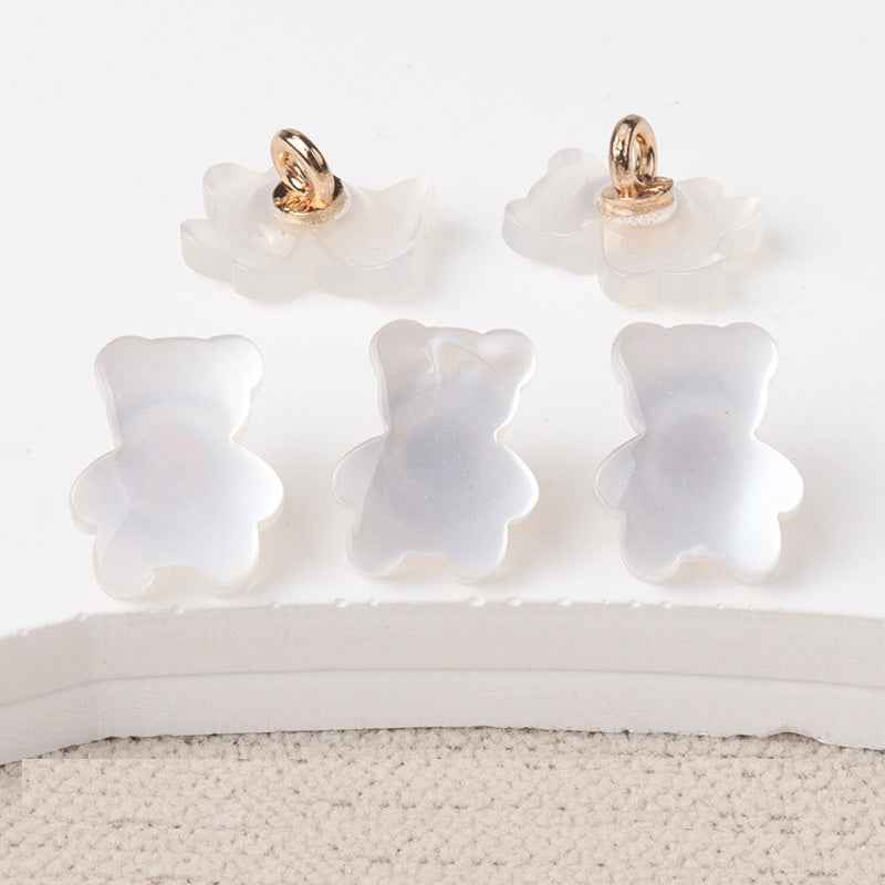 12mm Resin Pearlized Bear Shaped Buttons for Children's Clothing 30 Pack