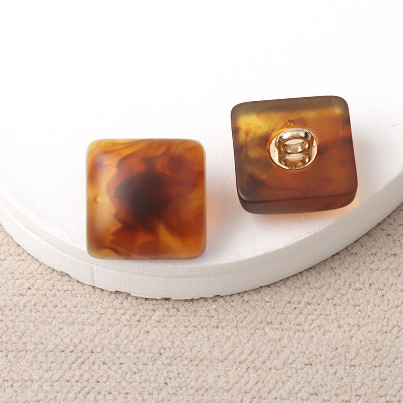 White Black Brown Resin Heart Flower Square Shape Shank Buttons 40 Pack