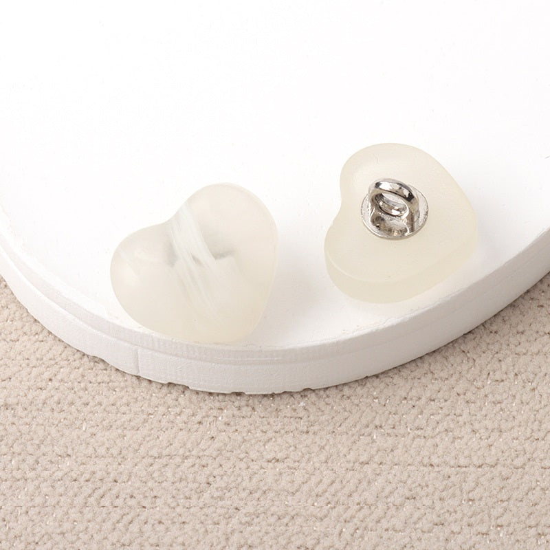 White Black Brown Resin Heart Flower Square Shape Shank Buttons 40 Pack