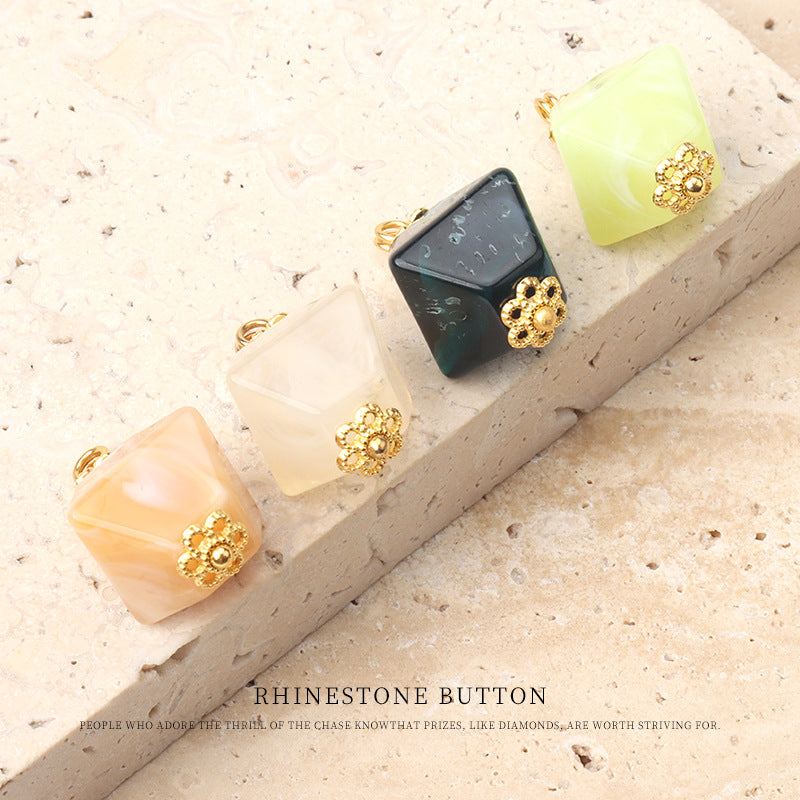 12mm Chinese Square Acrylic Buttons for Tang Suit Hanfu Qipao