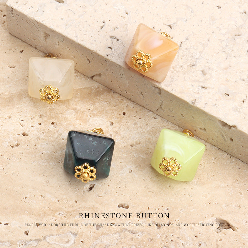 12mm Chinese Square Acrylic Buttons for Tang Suit Hanfu Qipao