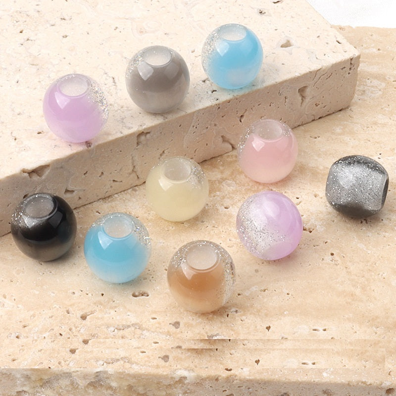12mm 10-Color Resin Beads with Pearl Luster for Handmade DIY Jewelry 50 Pack