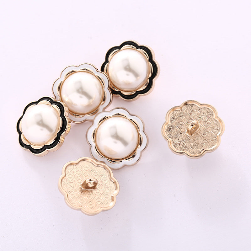 11.5/12.5mm Pearl Oiled Flower Metal Small Button for Shirt Cuffs 20pcs - Lots of Buttons