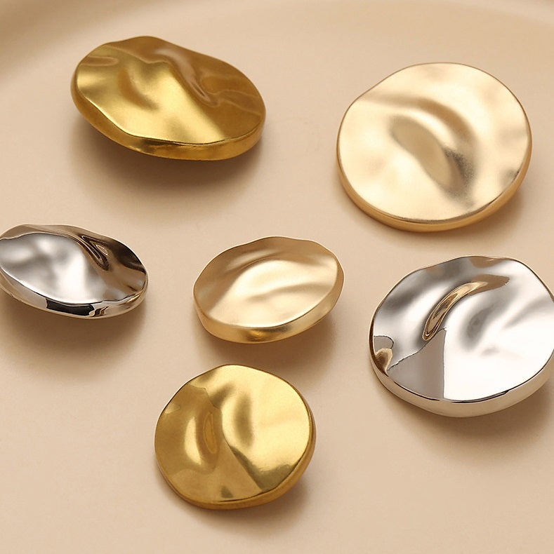 Unique Gold Silver Metallic Shank Sewing Buttons 10pcs - Lots of Buttons