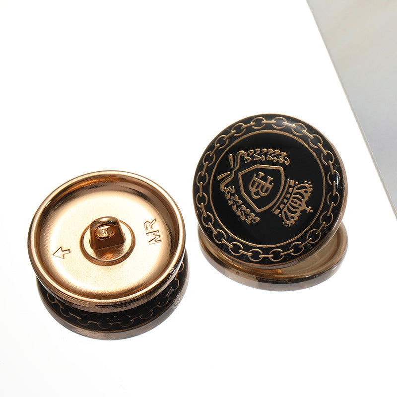 Vintage British College Style Crown Chain Pattern Alloy Jacket Buttons 10pcs - Lots of Buttons