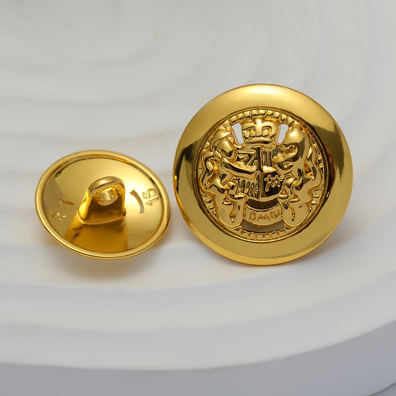 15-20mm Double Lion Hollowed Vintage Gold Metal Button 10pcs - Lots of Buttons
