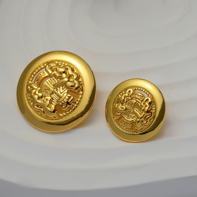 15-20mm Double Lion Hollowed Vintage Gold Metal Button 10pcs - Lots of Buttons