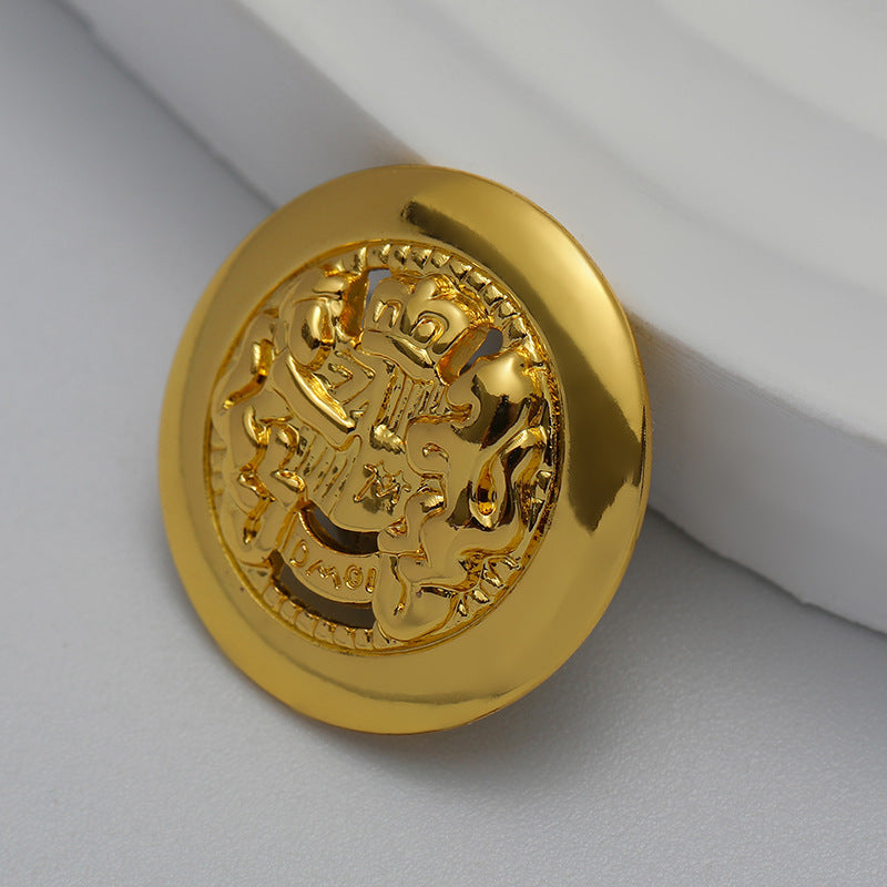 15-20mm Double Lion Hollowed Vintage Gold Metal Button 10pcs - Lots of Buttons