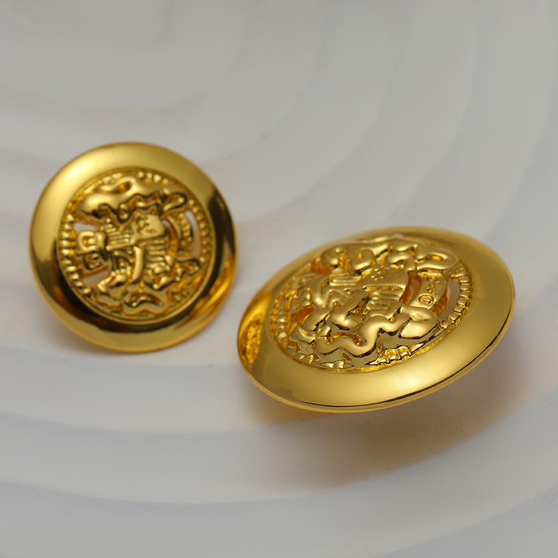 15-20mm Double Lion Hollowed Vintage Gold Metal Button 10pcs - Lots of Buttons