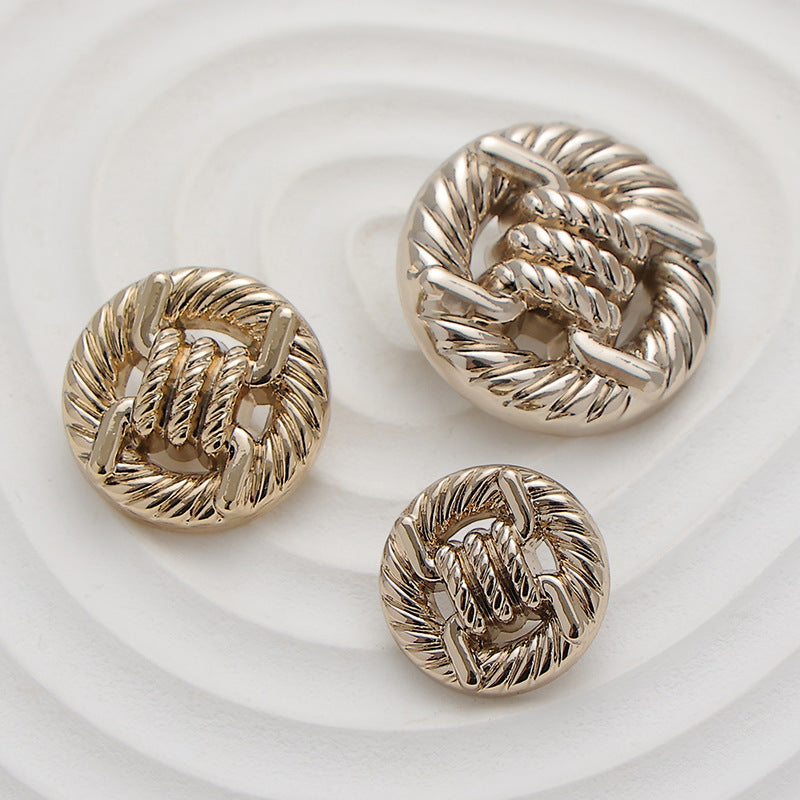 15-22mm Round Light Gold Rope Knot Metal Button 10pcs - Lots of Buttons