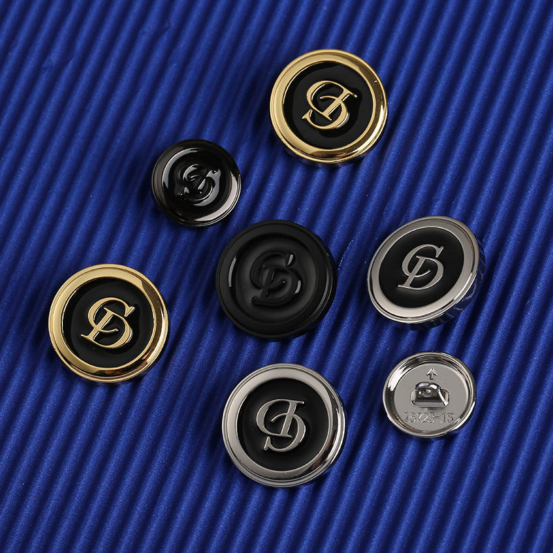 British Retro Round Letter CD Zinc Alloy Clothing Button 10pcs - Lots of Buttons