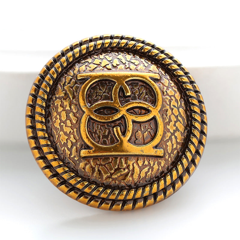 Double Circle Vintage Gold Metal Button for Woolen Coats 10pcs - Lots of Buttons