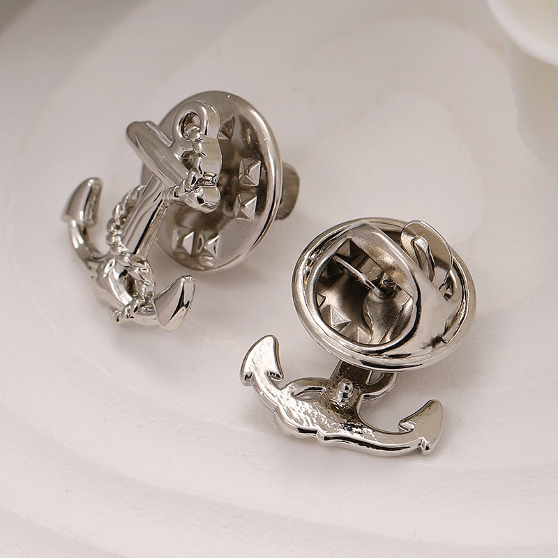 13x15mm Zinc Alloy Anchor Brooch for Men 10pcs - Lots of Buttons