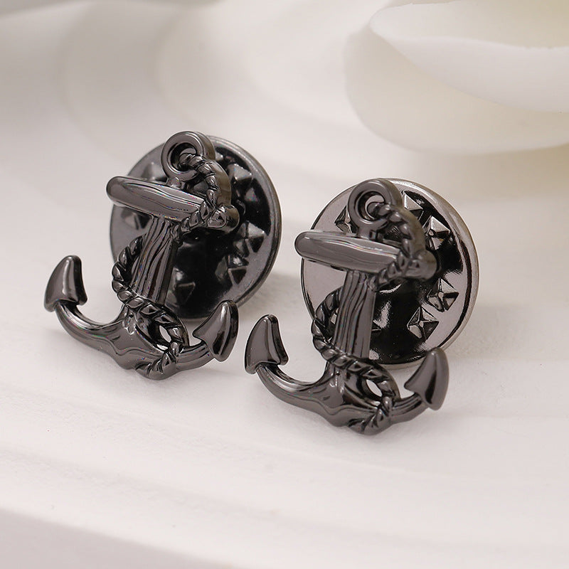 13x15mm Zinc Alloy Anchor Brooch for Men 10pcs - Lots of Buttons