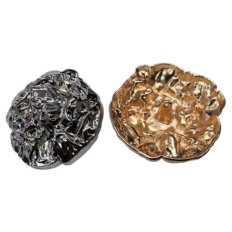 Wrinkled Stone Shaped Metal Hand-Sewn Shank Button 10pcs - Lots of Buttons