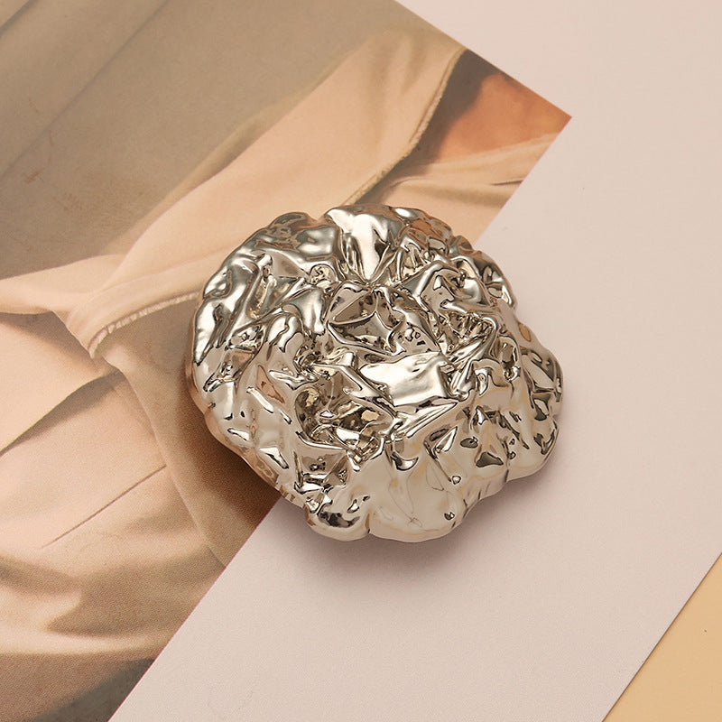 Wrinkled Stone Shaped Metal Hand-Sewn Shank Button 10pcs - Lots of Buttons