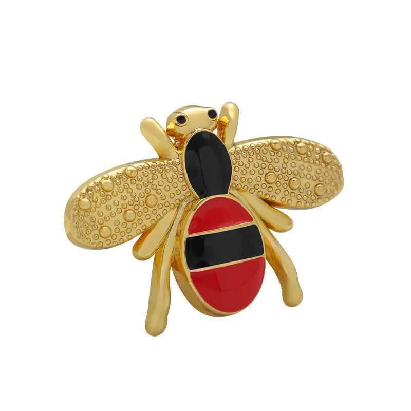 Gold and Silver Cartoon Bee-Shaped Metal Brooch 2 Pack
