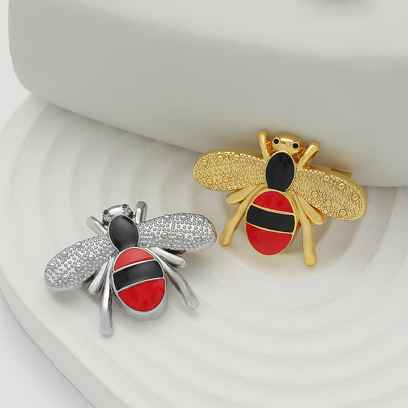 Gold and Silver Cartoon Bee-Shaped Metal Brooch 2 Pack - Lots of Buttons