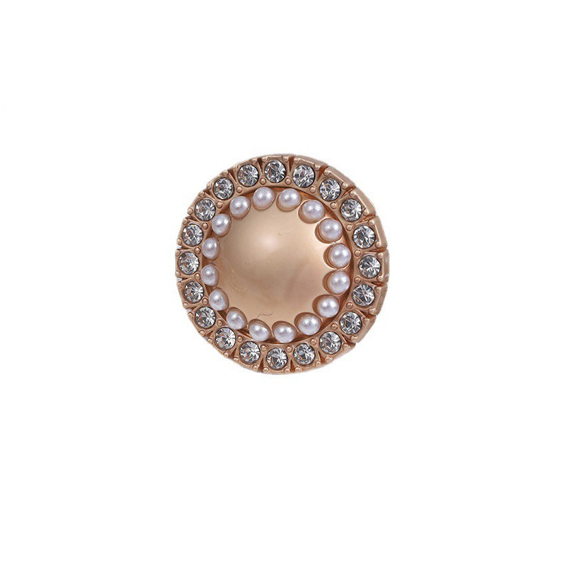 12.5-25mm Round Pearl Rhinestone Decorative Metal Button 10pcs - Lots of Buttons