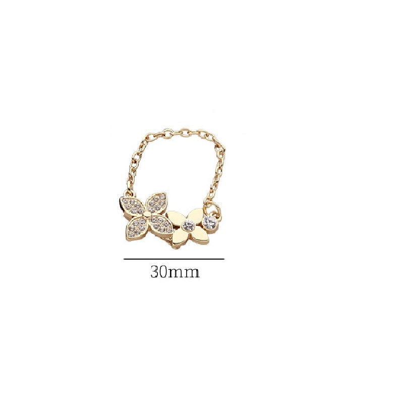 Golden Chain Diamond Petal Alloy Brooch Decorative Pin 2PCS - Lots of Buttons