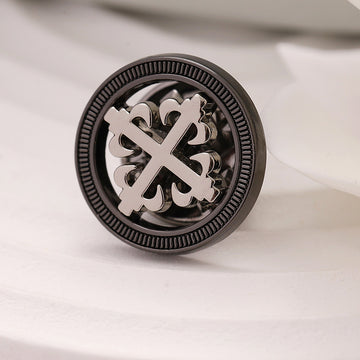 Men's Black Hollow Geometric Cross Metal Brooch 10pcs - Lots of Buttons