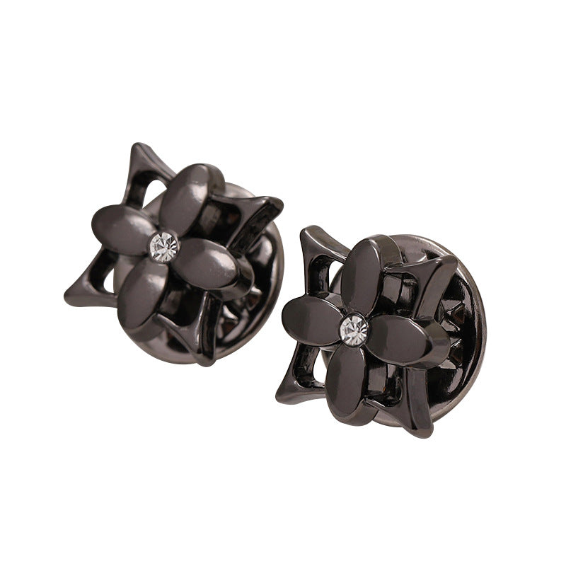 12mm Electroplated Gold Silver Black Metal Flower Brooch 10pcs - Lots of Buttons